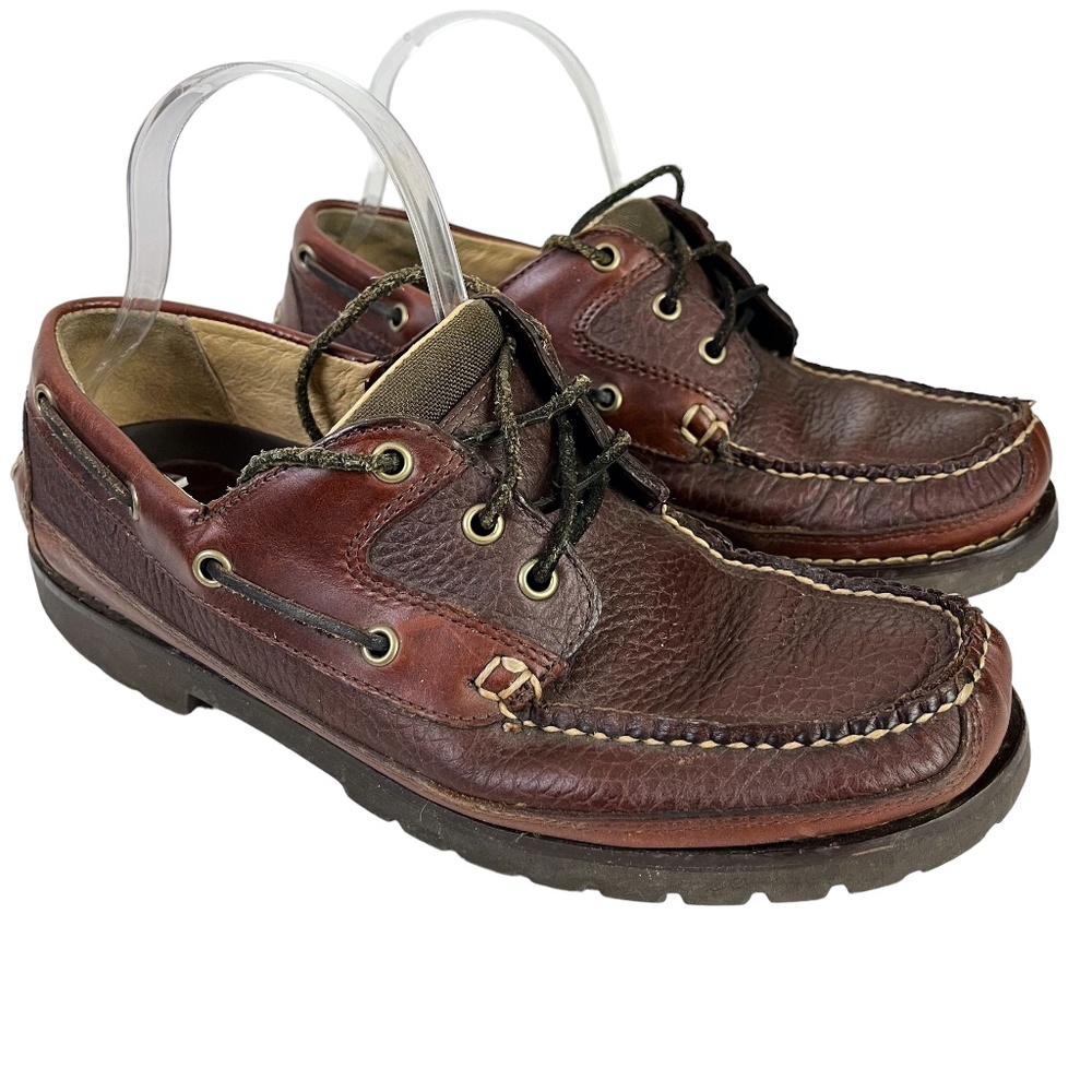 L.L. BEAN BROWN Genuine Leather Boat Shoes Loafers Casual Dark Brown sz 9.5 D